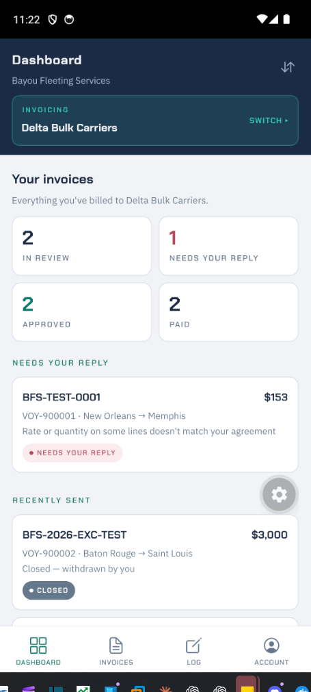 HAVHELM mobile invoice dashboard
